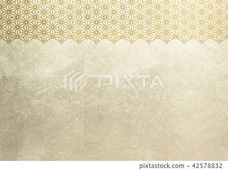 Hemp leaf round foil gold image (background material) 42578832