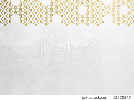 Hemp leaf round foil gold white image (background material) Hemp leaf round foil gold white image (background material) 42578847