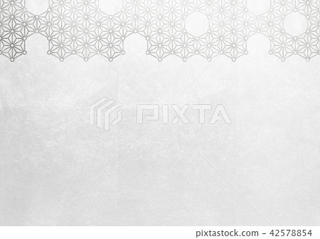 Hemp leaf round foil silver white image (background material) 42578854