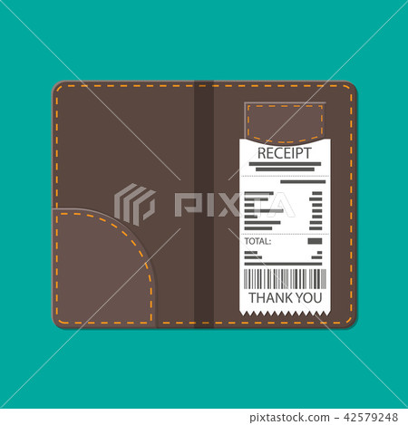 Leather folder for cash, coins and cashier check. 42579248