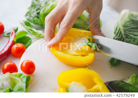 Process of making vegetarian salad Process of making vegetarian salad 42579249