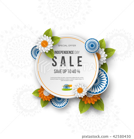 Indian Independence day sale round banner.  42580430