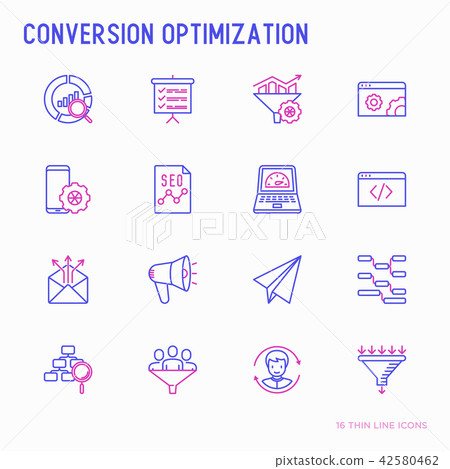 Conversion optimization thin line icons set 42580462