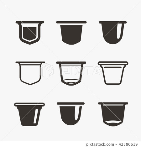 Set of the coffee capsules. Vector flat icons. 42580619
