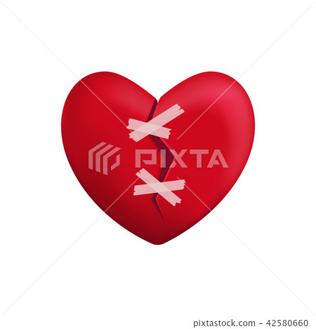 Realistic Detailed 3d Red Broken Heart with... - Stock Illustration ...