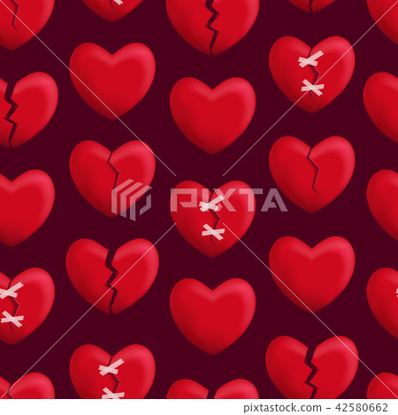 Realistic Detailed 3d Red Broken Hearts... - Stock Illustration ...