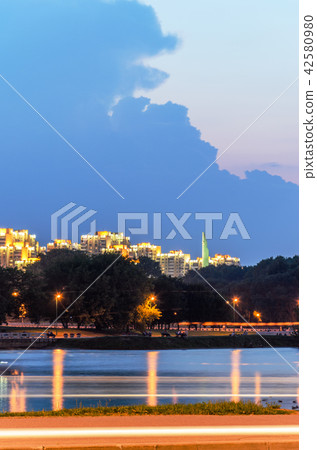 Night View Of Stela Minsk Hero City Night View Of Stela Minsk Hero City 42580980