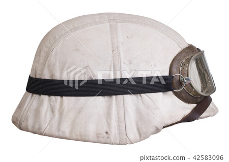 camouflaged nazi german helmet with protective goggles 42583096