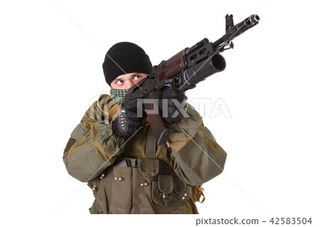 fighter with ak-47 rifle fighter with ak-47 rifle 42583504