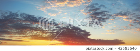 Extralarge wide panoramic sunset or sunrise with dramatic vibrant colors. Sky scenic background Extralarge wide panoramic sunset or sunrise with dramatic vibrant colors. Sky scenic background 42583640