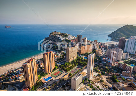 Benidorm levante beach aerial view in alicante Benidorm levante beach aerial view in alicante 42584047