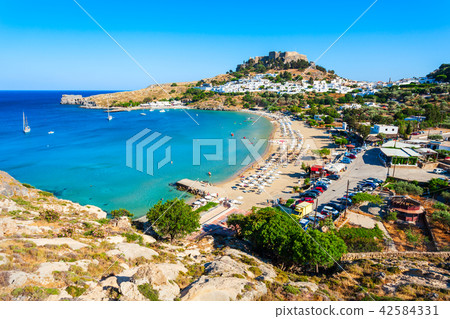 Lindos Acropolis and beach, Rhodes 42584331