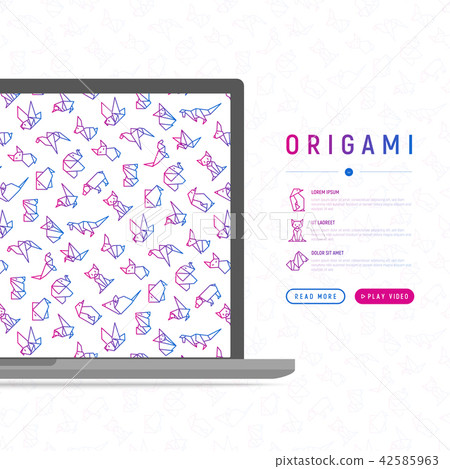 Origami concept with thin line icons 42585963