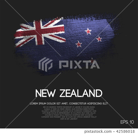 New Zealand Flag Made of Glitter Brush Paint 42586018