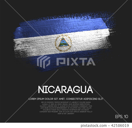 Nicaragua Flag Made of Glitter Sparkle Brush Paint 42586019