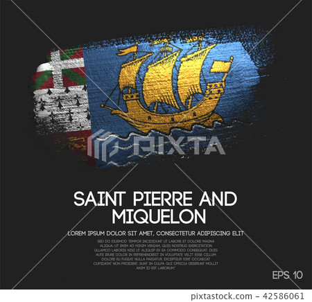 Saint Pierre and Miquelon Flag Made of Brush Paint 42586061