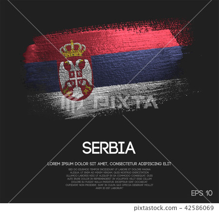 Serbia Flag Made of Glitter Sparkle Brush Paint 42586069