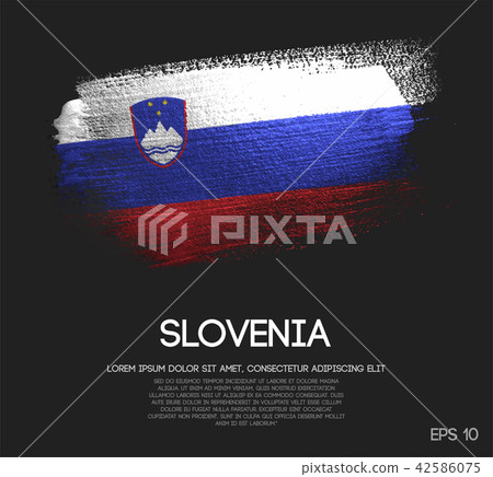Slovenia Flag Made of Glitter Sparkle Brush Paint 42586075