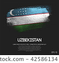 Uzbekistan Flag Made of Glitter Brush Paint 42586134