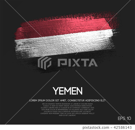 Yemen Flag Made of Glitter Sparkle Brush Paint 42586143