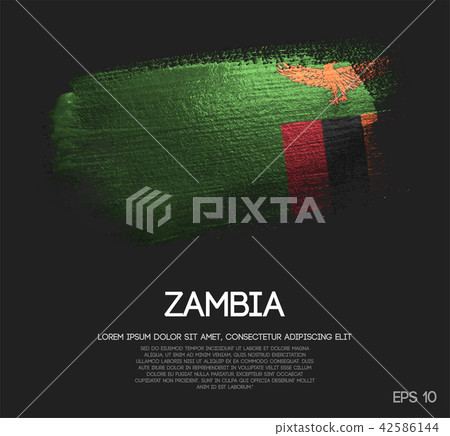 Zambia Flag Made of Glitter Sparkle Brush Paint 42586144