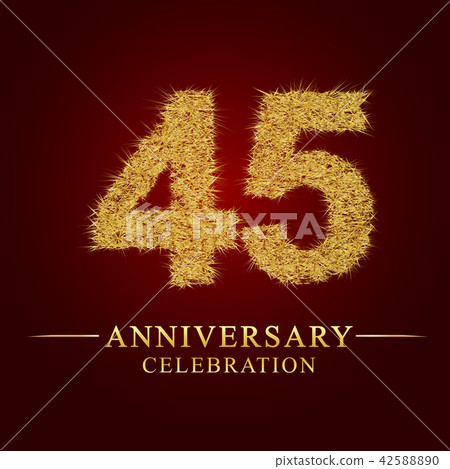 45 years anniversary logo nest and fuzz gold foil. 42588890