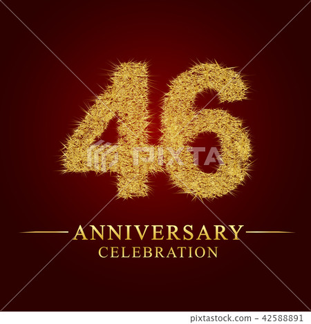 46 years anniversary logo nest and fuzz gold foil. 42588891