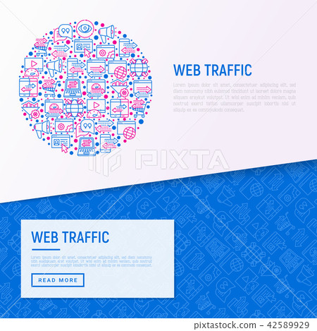 Web traffic concept in circle with thin line icons Web traffic concept in circle with thin line icons 42589929