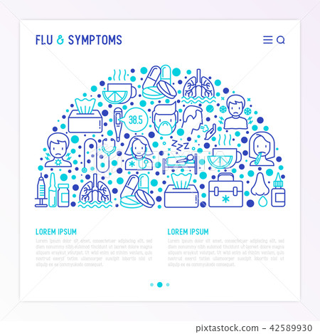 Flu and symptoms concept in half circle 42589930