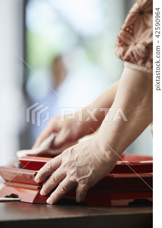 生活，老人，女性，韓國人 42590964