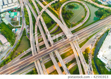 Transport junction traffic road with vehicle 42591913