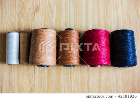 Colorful many wax thread leather work object 42591920
