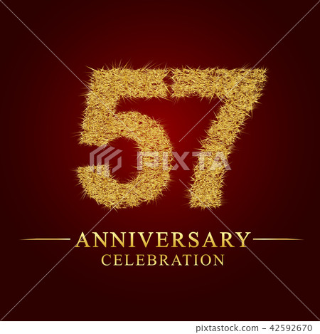 57 years anniversary logo nest and fuzz gold foil. 42592670