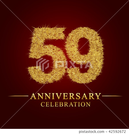 59 years anniversary logo nest and fuzz gold foil. 59 years anniversary logo nest and fuzz gold foil. 42592672