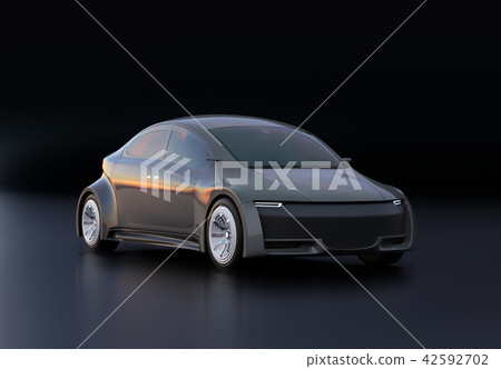 Image of metallic gray electric car on black back Image of metallic gray electric car on black back 42592702