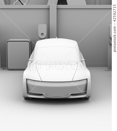Clay rendering image of electric car charging car sharing private parking lot 42592715