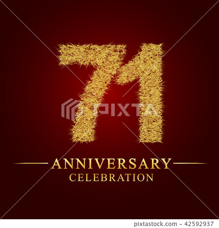 71 years anniversary nest and fuzz gold foil. 71 years anniversary nest and fuzz gold foil. 42592937