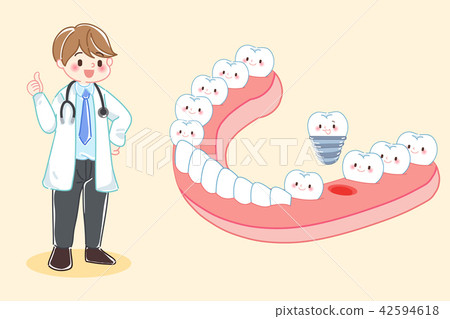 dentist with tooth and implant dentist with tooth and implant 42594618