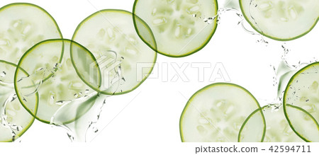 Sliced cucumber background Sliced cucumber background 42594711