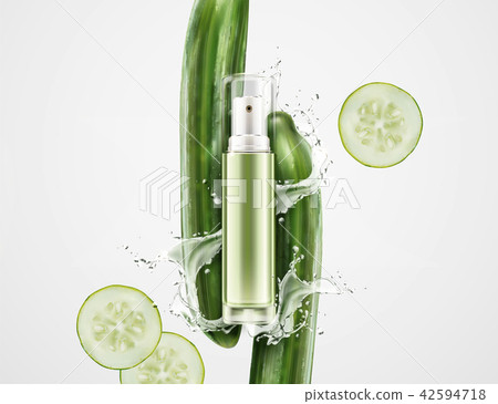 Blank spray bottle with cucumbers Blank spray bottle with cucumbers 42594718