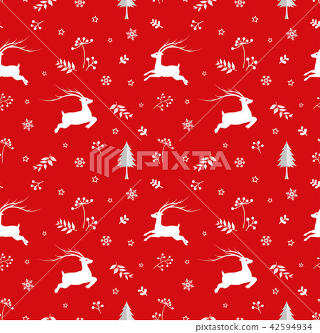 Seamless pattern with deers and snowflakes - Stock Illustration ...