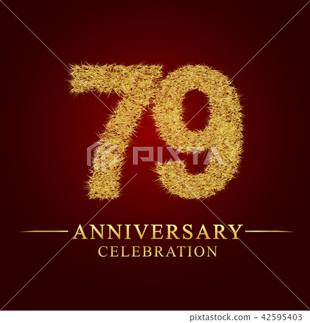 79 years anniversary logo nest and fuzz gold foil. 42595403
