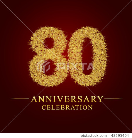 80 years anniversary logo nest and fuzz gold foil. 42595404