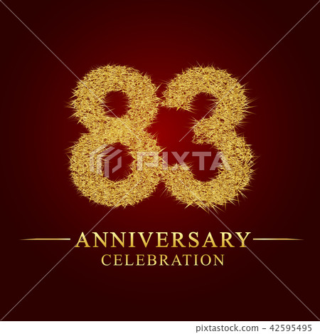 83 years anniversary logo nest and fuzz gold foil. 42595495