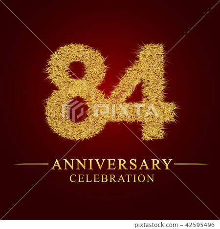 84 years anniversary logo nest and fuzz gold foil. 42595496