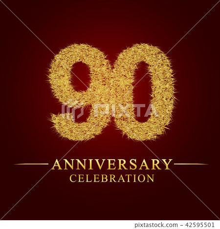90 years anniversary logo nest and fuzz gold foil. 42595501