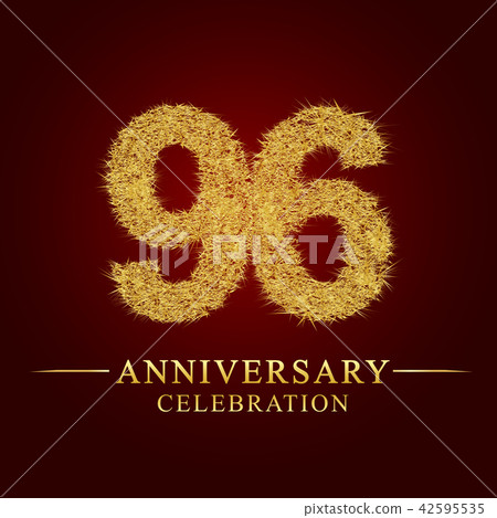96 years anniversary logo nest and fuzz gold foil. 42595535