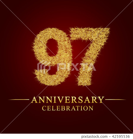 97 years anniversary logo nest and fuzz gold foil. 42595536