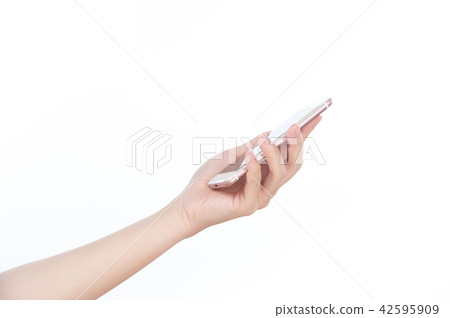 Smartphone, smart phone, close-up hand holding phone white 42595909
