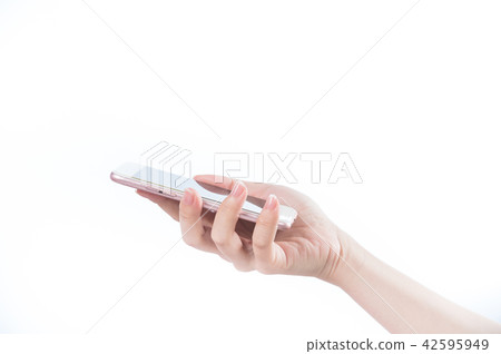 Smartphone, smart phone, close-up hand holding phone white Smartphone, smart phone, close-up hand holding phone white 42595949